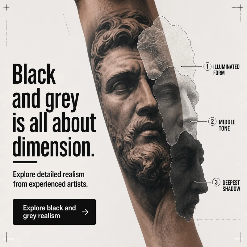 Black and grey is all about dimension.