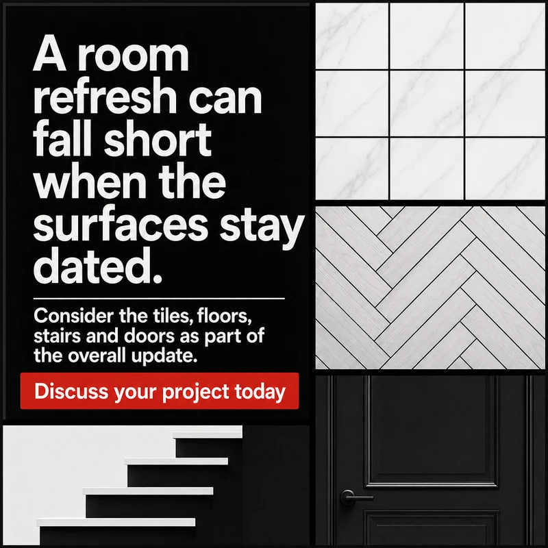 A room refresh can fall short when the surfaces stay dated.