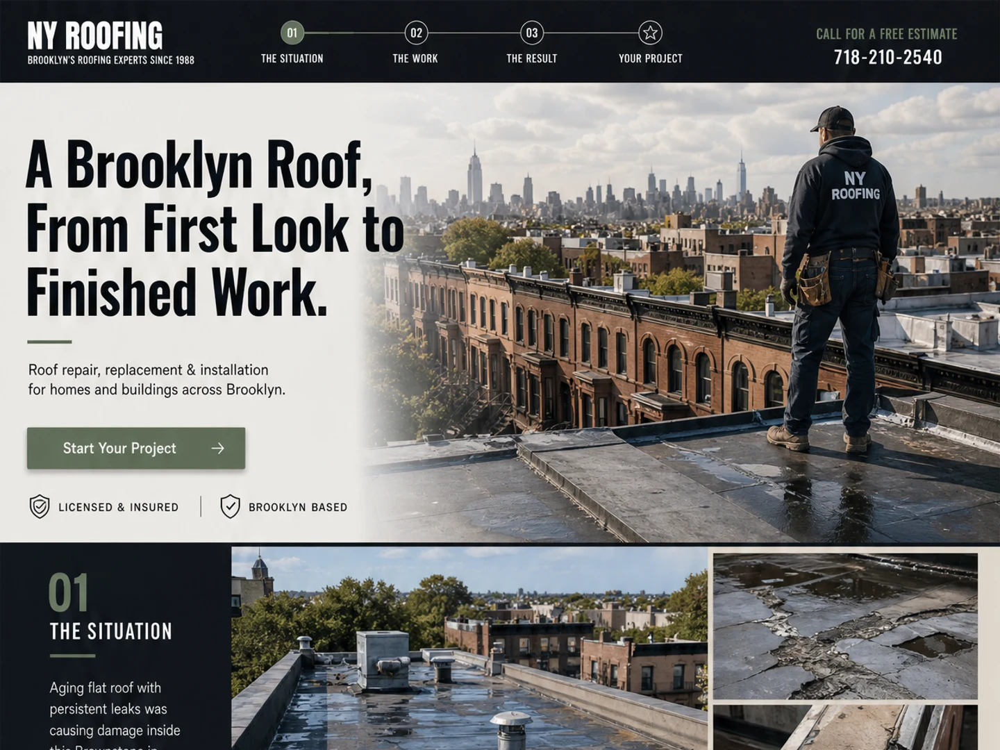 Roof Project in Three Acts — A Brooklyn Roof, From First Look to Finished Work.