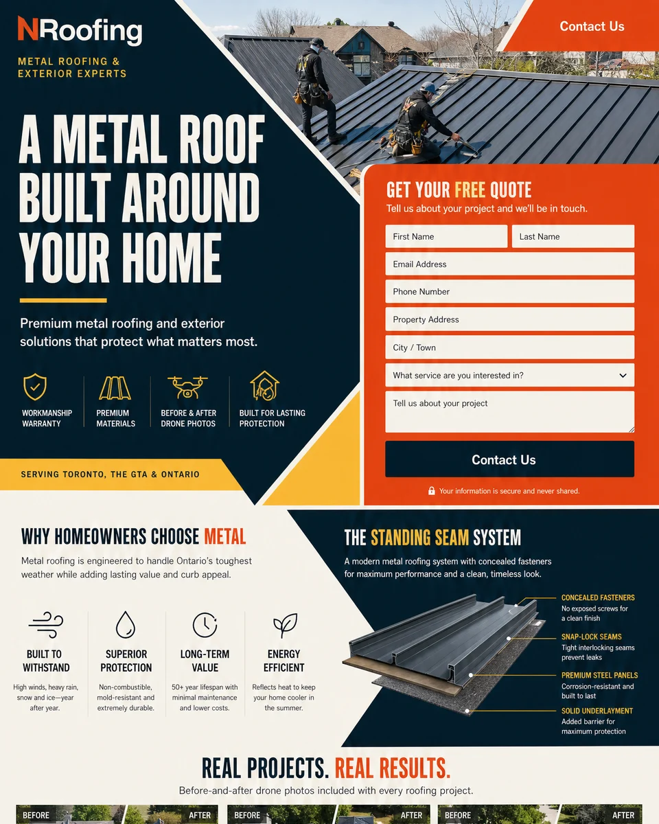 Built to Protect — concept direction 1 for a roofing company