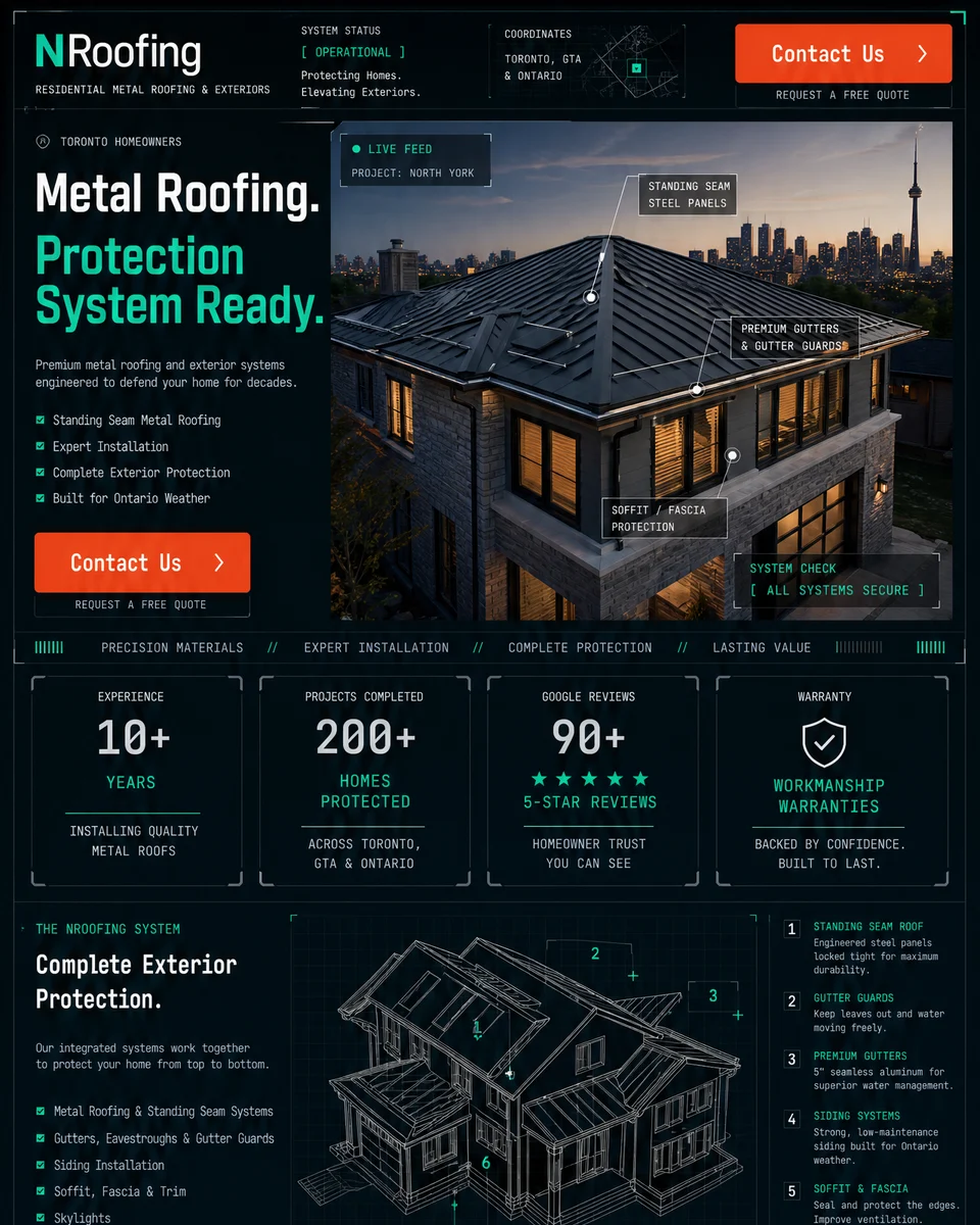 Roof System Online — concept direction 2 for a roofing company