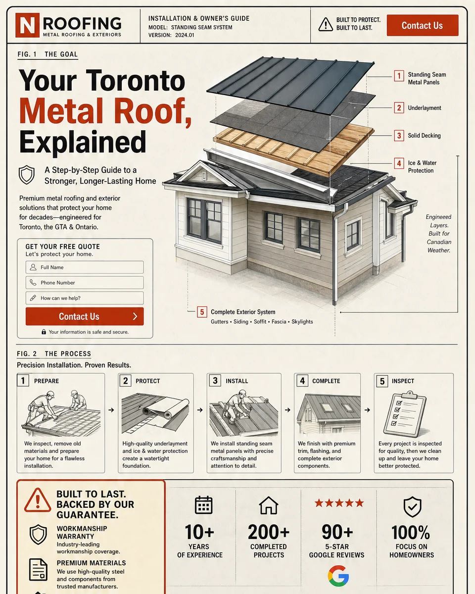 The Metal Roof Guide — concept direction 3 for a roofing company