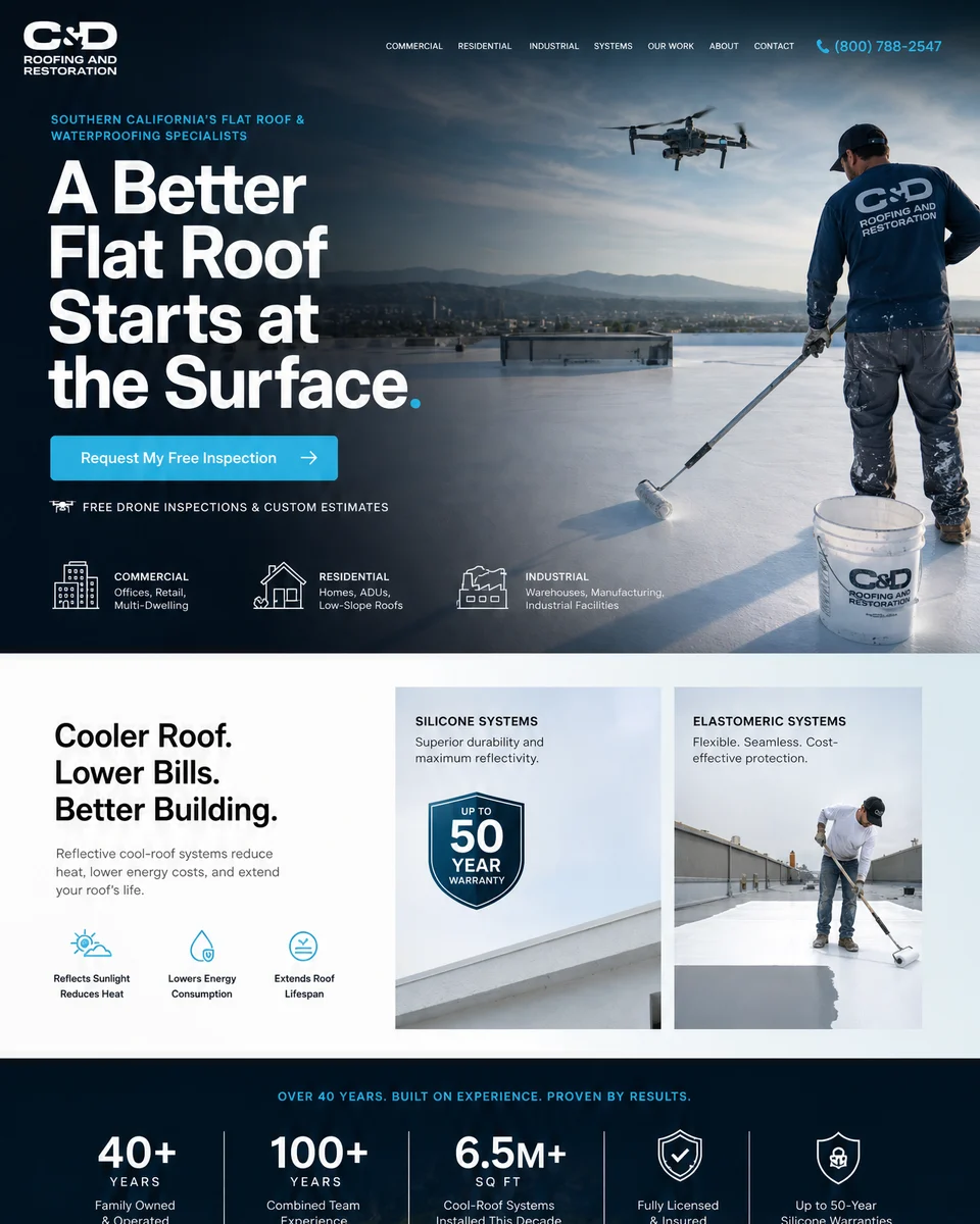 The Roof Reveal — concept direction 2 for a flat-roof specialist