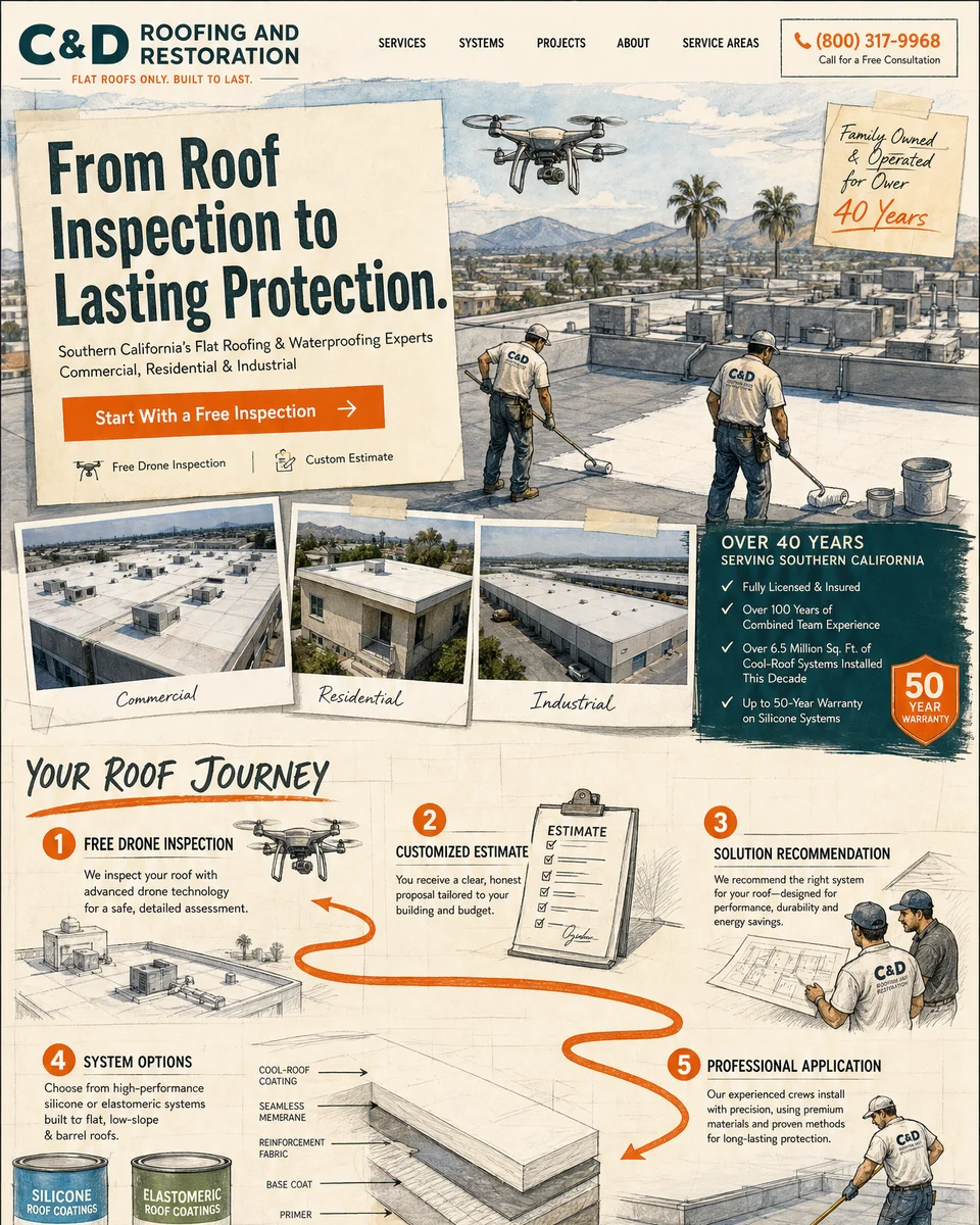 Your Roof Journey — concept direction 3 for a flat-roof specialist