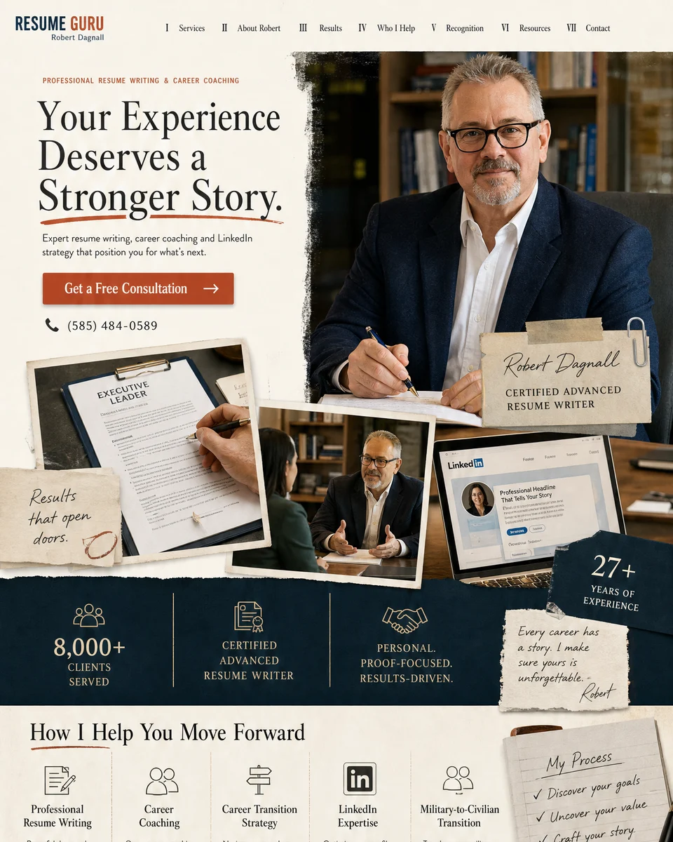The Career Story — concept direction 1 for a resume & career services