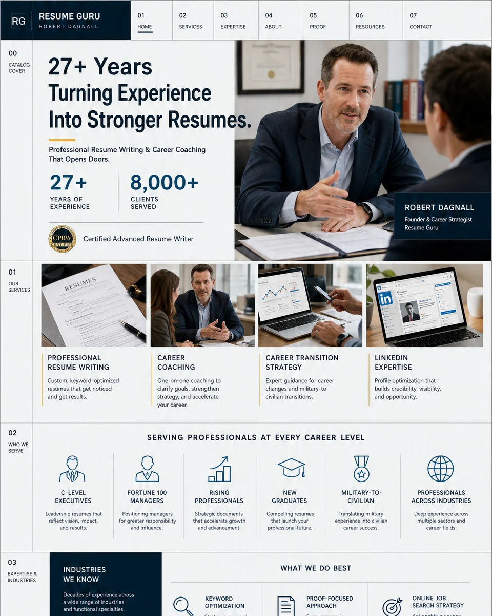 Proof at a Glance — concept direction 2 for a resume & career services