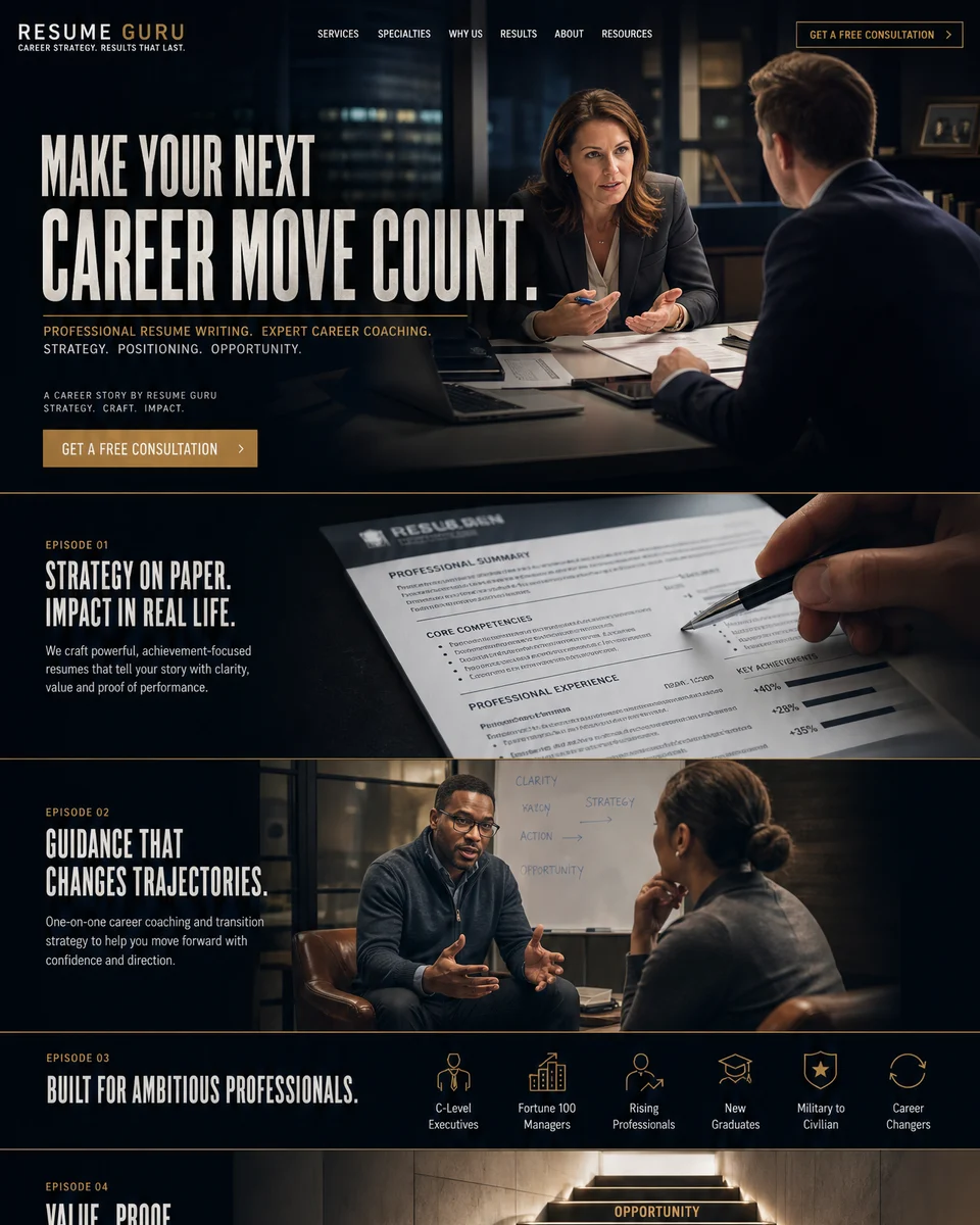 Career Story — concept direction 3 for a resume & career services